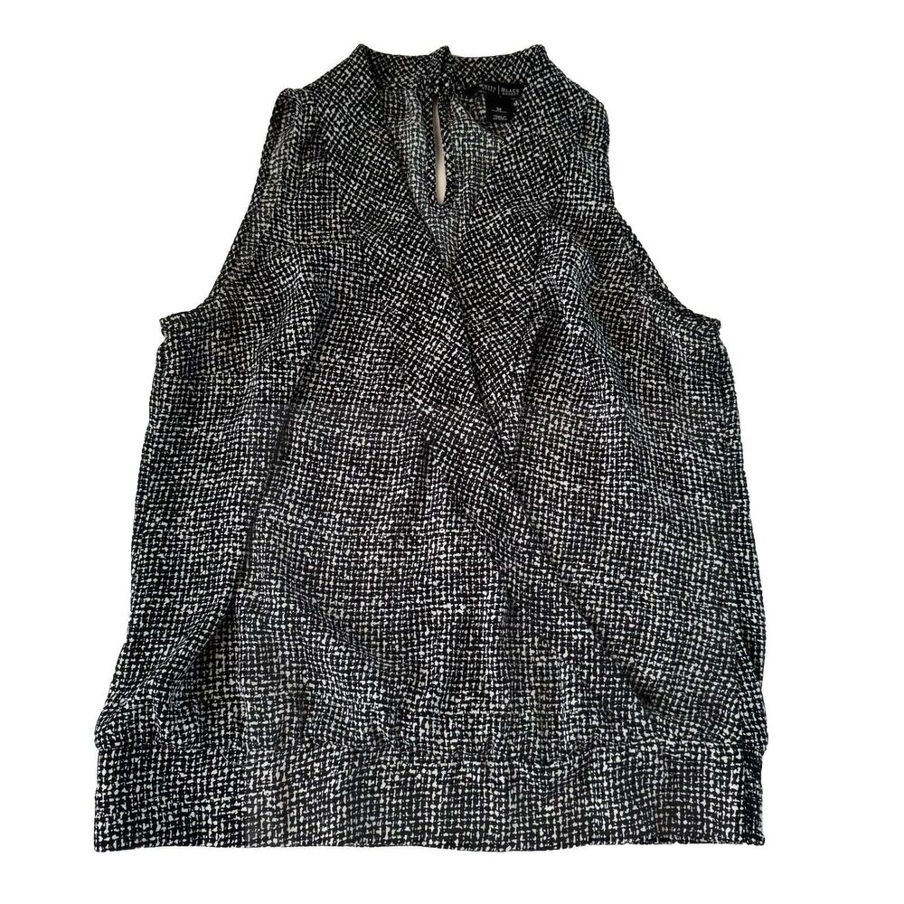 WHITE HOUSE BLACK MARKET SLEEVELESS Back KEYHOLE  V-Neck Elastic Waist Size M